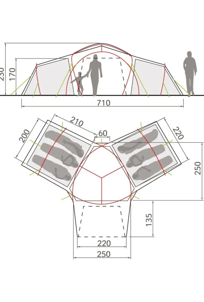 Badawi Long 6 Personen Familienzelt