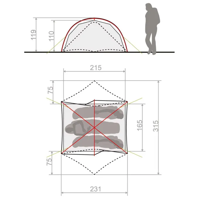 Space Seamless 2-3 Personen Ultraleichtzelt